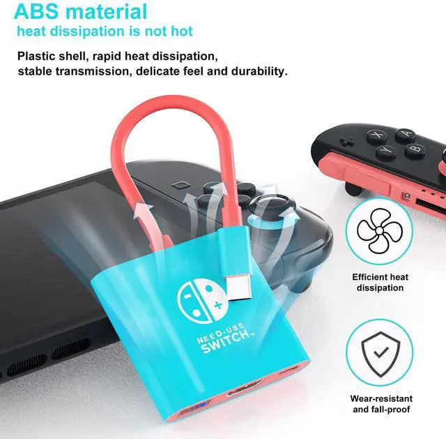 Alt view image 4 of 7 - Abourt Switch 2 Dock, Portable TV Dock Station for Switch/Switch 2/Steam Deck/ROG Ally/Legion GO, 3-in-1 Switch 2 Travel Dock with HDMI 4K@60Hz, USB 3.0 and 100W Charge PD Port