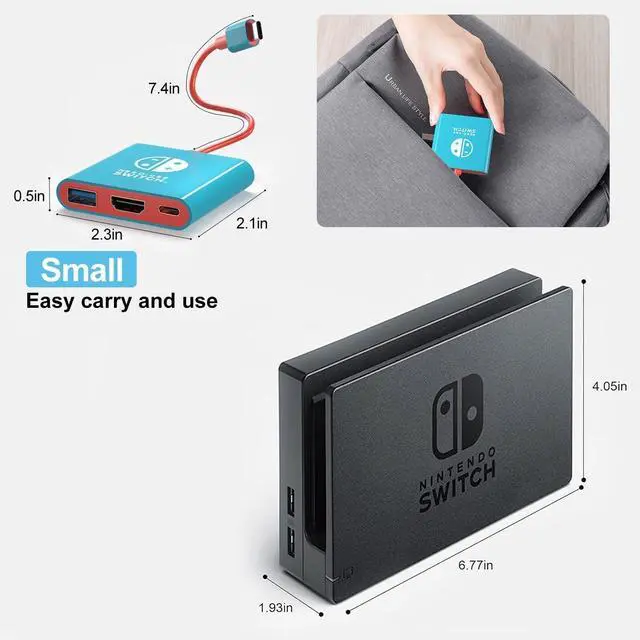 Alt view image 3 of 6 - Abourt Switch 2 Dock Compatible with Nintendo Switch 2, Portable TV Docking Station with 4K HDMI Type C Port USB Port Switch 2 Travel Dock Adapter TV Docking Station Dock Adapter for Switch 2