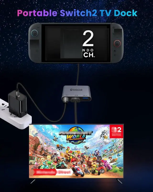 Alt view image 7 of 7 - Abourt Switch 2 Dock Station with PD Charger Port +4K HDMI 2.1+ USB A Port, Switch 2 Portable Dock for Nintendo Switch 2 Docking Station USB c to hdmi Compatible with Switch/ Switch 2, MacBook,Laptops