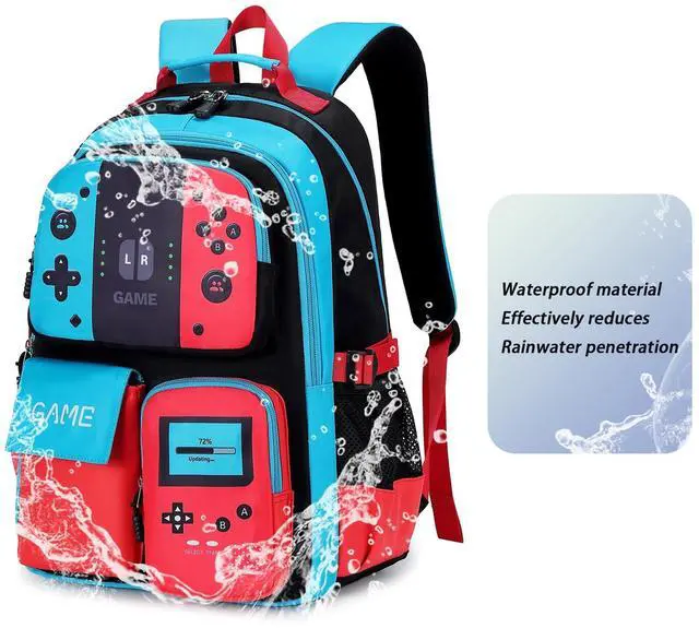 Alt view image 6 of 6 - Abourt Boys Backpack Kids Bookbag TeensSchool Bag LuminousGame Large capacity bag(1Blue)