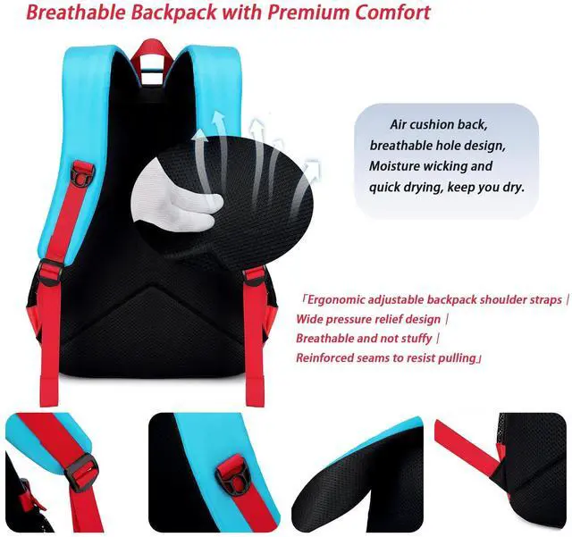 Alt view image 5 of 6 - Abourt Boys Backpack Kids Bookbag TeensSchool Bag LuminousGame Large capacity bag(1Blue)