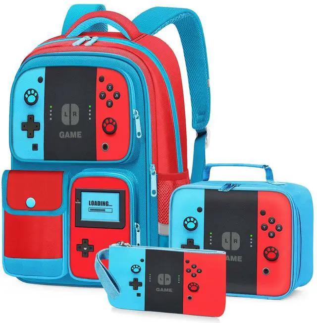 Main image of Abourt School Backpack for Boys,3pcs Gamer Boys Backpack with Lunch Box Set for Kids Teens Elementary Middle School Students Ages 6-18,17" Large Capacity School Bookbag with Multiple Pockets