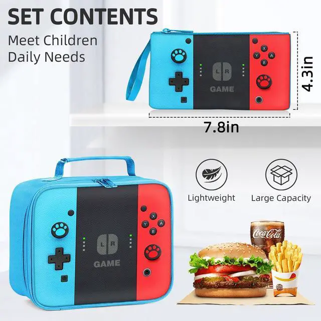 Alt view image 4 of 7 - Abourt School Backpack for Boys,3pcs Gamer Boys Backpack with Lunch Box Set for Kids Teens Elementary Middle School Students Ages 6-18,17" Large Capacity School Bookbag with Multiple Pockets