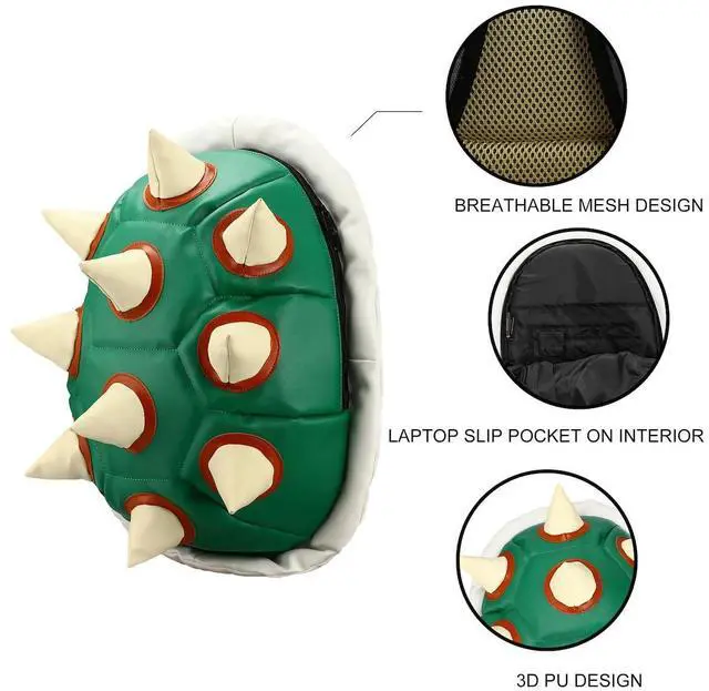 Alt view image 5 of 6 - Abourt Super Mario Bros Bowser Green Turtle Shell Backpack