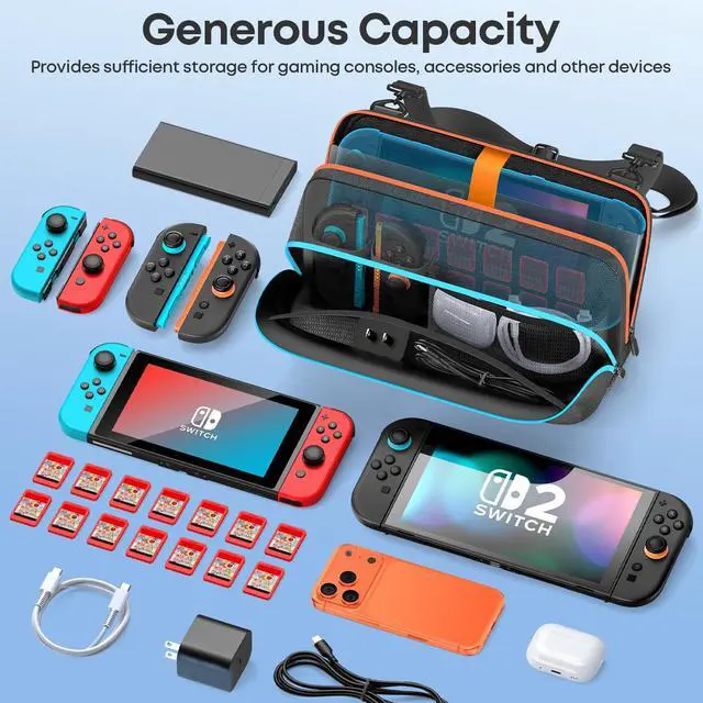 Alt view image 3 of 6 - Abourt Sling Bag for Nintendo Switch 2 (2025)/SW OLED/SW Original, Switch 2 Crossbody Bag Hold Joycon 1/2 &AC Adapte &14 Game Card Slots &Other Accessories, Portable Switch 2 Travel Carrying bag