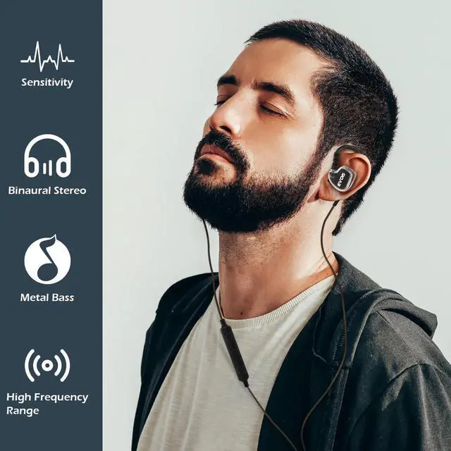 Alt view image 3 of 7 - Sport Wired Earbuds, In Ear Headphones with Enhanced Bass, Sweatproof Earphones for Running, Gym & Workouts, Memory Wire Earhooks, Noise Isolating Wired Headphones with 3.5mm Jack, Black