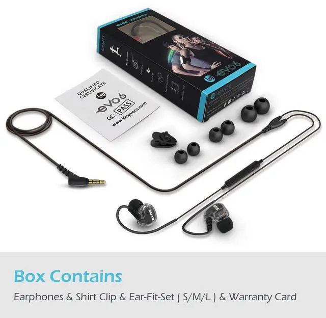 Alt view image 2 of 7 - Sport Wired Earbuds, In Ear Headphones with Enhanced Bass, Sweatproof Earphones for Running, Gym & Workouts, Memory Wire Earhooks, Noise Isolating Wired Headphones with 3.5mm Jack, Black