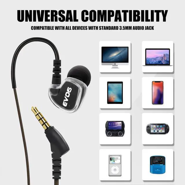Alt view image 4 of 7 - Sport Wired Earbuds, In Ear Headphones with Enhanced Bass, Sweatproof Earphones for Running, Gym & Workouts, Memory Wire Earhooks, Noise Isolating Wired Headphones with 3.5mm Jack, Black