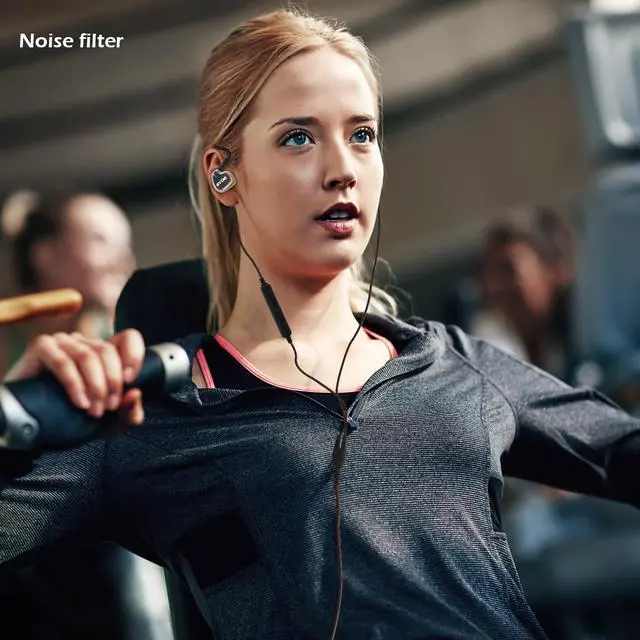 Alt view image 6 of 7 - Sport Wired Earbuds, In Ear Headphones with Enhanced Bass, Sweatproof Earphones for Running, Gym & Workouts, Memory Wire Earhooks, Noise Isolating Wired Headphones with 3.5mm Jack, Black