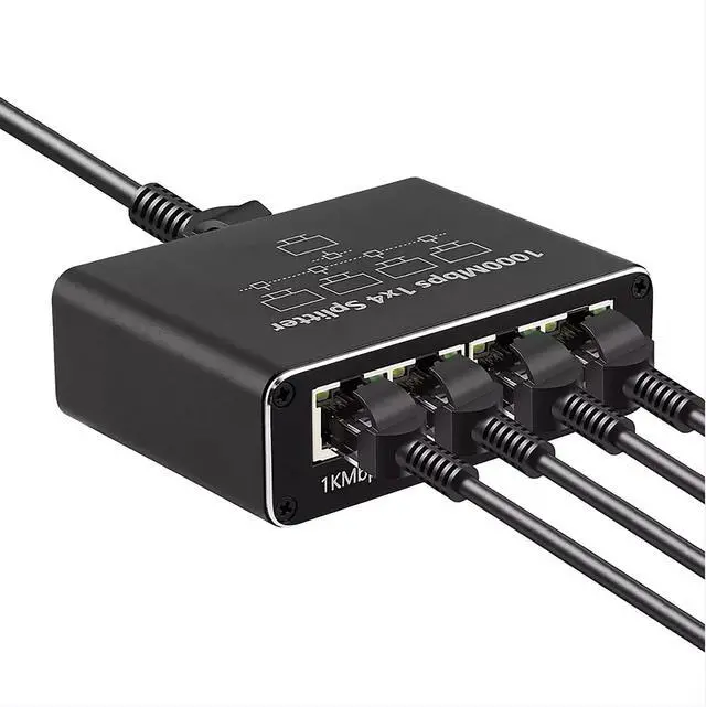 Main image of C&N Gigabit Ethernet Splitter 1 to 4 with USB Power Cable - High Speed 1000Mbps RJ45 Internet Splitter Adapter for Cat 5/5e/6/7/8 Cable - Supports 4 Devices Simultaneously