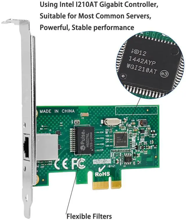 Alt view image 2 of 7 - C&N PCIe Gigabit Network Card 1000M PCI Express Ethernet Adapter with Intel I210AT LAN NIC Card for Support PXE for Windows/Windows Server/Linux(Lightning Protection Design) (ST729)