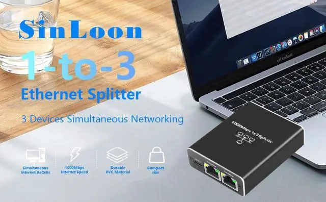 Alt view image 6 of 7 - C&N Ethernet Splitter 1 to 3 1000Mbps Internet Splitter LAN Splitter RJ45 Either Network Splitter Adapter Supports High Speed Simultaneous Networking of 3 Devices Works with Cat 6/5e/7/8 Cables