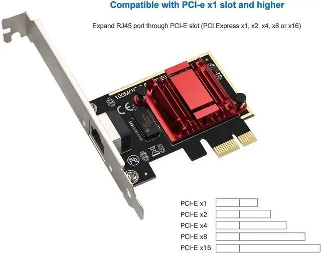 Alt view image 2 of 7 - C&N 2.5Gbps PCIe Ethernet Network Card with RTL8125B RJ45 LAN Adapter - Multi-Gigabit NIC, PXE Boot, Plug & Play Compatibility for Windows/Linux/macOS, Supports 2500/1000/100Mbps Speeds