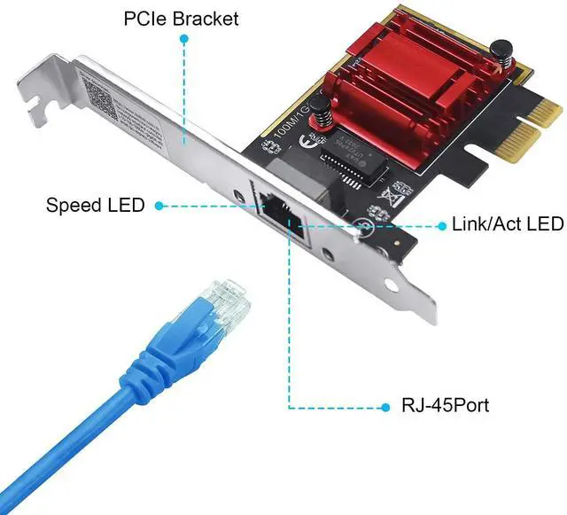 Alt view image 4 of 7 - C&N 2.5Gbps PCIe Ethernet Network Card with RTL8125B RJ45 LAN Adapter - Multi-Gigabit NIC, PXE Boot, Plug & Play Compatibility for Windows/Linux/macOS, Supports 2500/1000/100Mbps Speeds