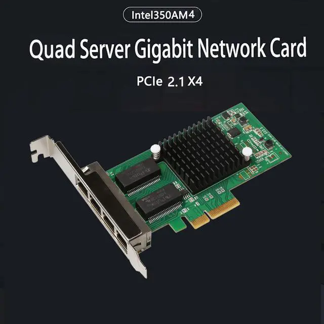 Alt view image 2 of 7 - C&N Quad-Port Gigabit NIC with Intel I350 Chip, PCI Express 2.1 X4 Ethernet Card, 4-Port RJ45, Low Profile for Windows/Windows Server/Linux Compatibility