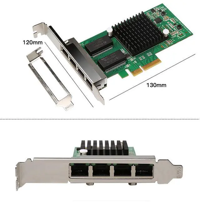Alt view image 4 of 7 - C&N Quad-Port Gigabit NIC with Intel I350 Chip, PCI Express 2.1 X4 Ethernet Card, 4-Port RJ45, Low Profile for Windows/Windows Server/Linux Compatibility