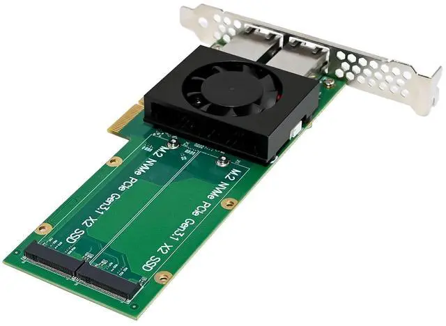 Alt view image 7 of 7 - C&N PCIe 3.1 X4 to Dual 2.5G Network Card+Dual M.2 NVMe PCIe Adapter with Low Profile Bracket Support M.2 (M Key) NVMe SSD 22110/2280 /2260/2242 /2230