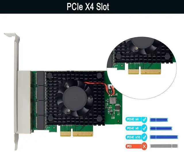 Alt view image 3 of 7 - C&N Quad-port 2.5 GbE Network Adapter PCIe 3.1 with Intel I225-V 2500/1000/100Mbps 4-Port PCI Express Gigabit Ethernet NIC Card RJ45 LAN Controller for Windows 10/11 with Low Profile Bracket