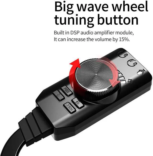 Alt view image 4 of 7 - C&N USB Sound Card Virtual 7.1 Surround Sound USB External Sound Card Adapter with PUBG Sound Effects For PC/PS4/PS5/Mac/Gaming Headset,Plug and Play