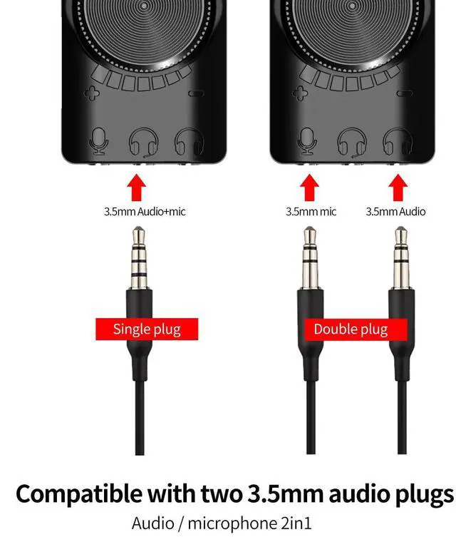 Alt view image 5 of 7 - C&N USB Sound Card Virtual 7.1 Surround Sound USB External Sound Card Adapter with PUBG Sound Effects For PC/PS4/PS5/Mac/Gaming Headset,Plug and Play