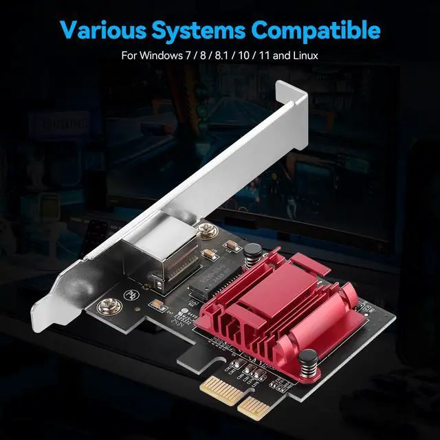 Alt view image 7 of 7 - C&N 5Gbps PCIe Network Adapter, RTL8126 Chip Multi-Gigabit Ethernet Card (5G/2.5G/1G/100Mbps) PCIe 3.1 X1, RJ45 LAN Controller with PXE Boot, Low Profile Bracket for Windows/Linux