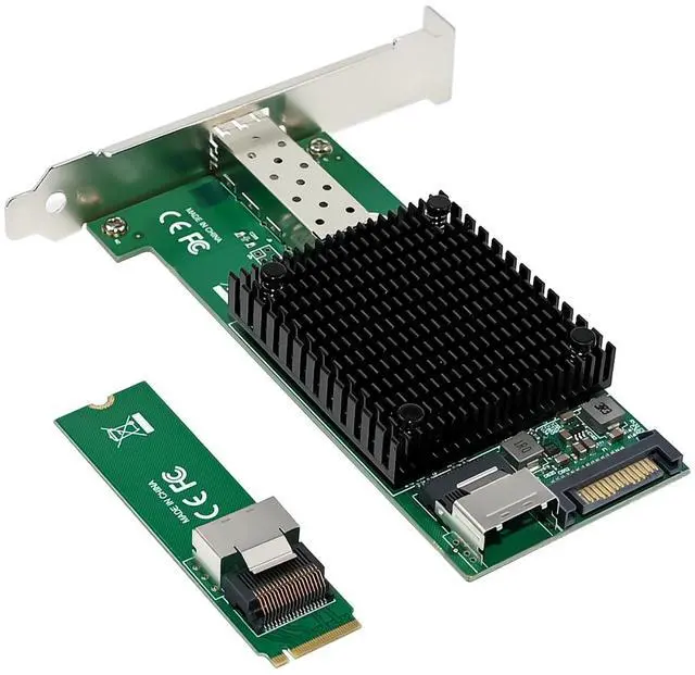Alt view image 5 of 6 - C&N 10G M.2 NVMeM Key) SFP+ PCIe X4 Netwrok Card with Intel 82599(X520-DA1) Controller,10gb RJ45 Ethernet NIC Industrial Adapter With SFF-8087 cable / Low profile Bracket Support PXE&UEFI