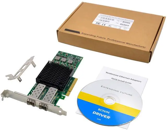 Alt view image 7 of 7 - C&N Dual-SFP+ Port 10Gb PCI-e 3.0 X8 NIC Network Card with Broadcom BCM57810 Controller, PCI Express Ethernet LAN Adapter Support Windows Server/Linux/VMware
