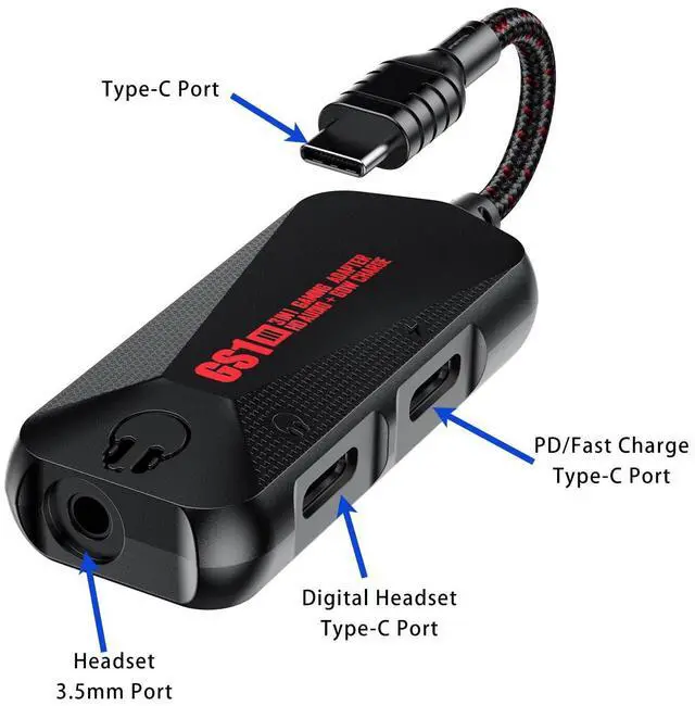 Alt view image 7 of 7 - C&N USB C to 3.5mm / USB C Audio Adapter and Charger 3 in 1 Hi-Res 32bit Aux to USB C with PD 60W Fast Charging Dongle Cable for iPhone 16/15 Pro Max/Galaxy /iPad Pro/Air (GS1-USBC 180°)