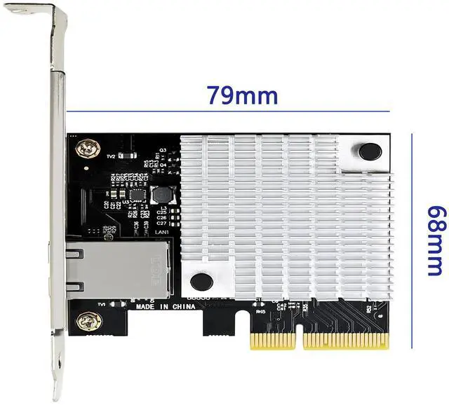 Alt view image 3 of 6 - C&N Single Port 10Gbps PCIe x4 Server NIC Network Card Adapter with Marvell AQC107S Chipset Controller Support Mac