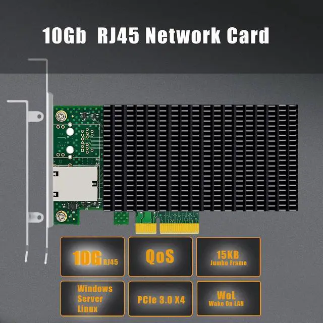 Alt view image 2 of 7 - C&N  10G RJ45 Ethernet Network Card with Intel X550 Controller, PCIE 3.0 X4 Interface, Support Windows 11/10/Windows Server/Linux/ESX/VMware ESXi(Not Support Mac OS)