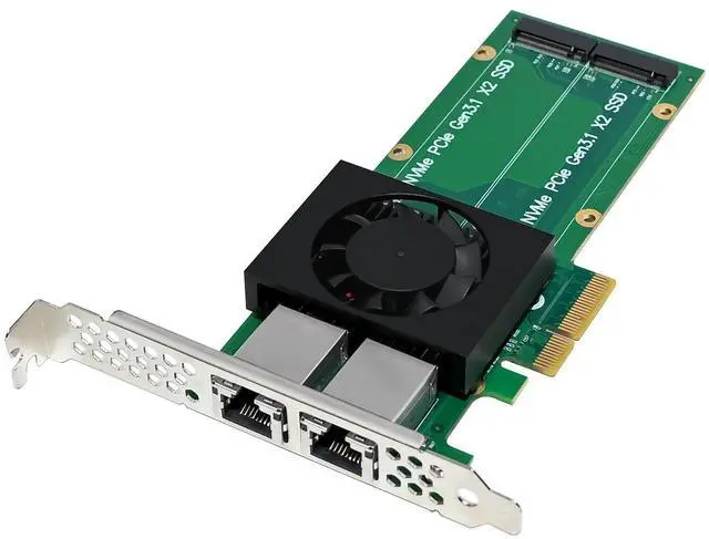 Alt view image 6 of 7 - C&N 2 in 1 Combo Card with 2 x 2.5Gb RJ45 Port and 2 x M.2 NVMe Key M Port, PCIE 3.0 X4 Bandwidth, Support M.2 NVMe Software Raid and PCIe Bifurcation