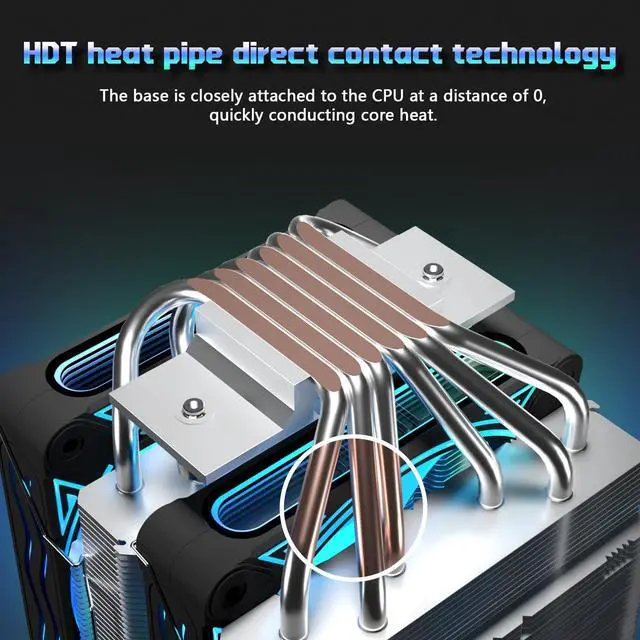 Alt view image 4 of 7 - UTLGAMENG CPU Cooler with 6 Heat Pipes, Dual 120mm PWM Fans, 1800RPM Speed, for AM4 AM5/Intel LGA 1700/1150/1151/1200,PC Cooler,CPU Air Cooler,UTL600