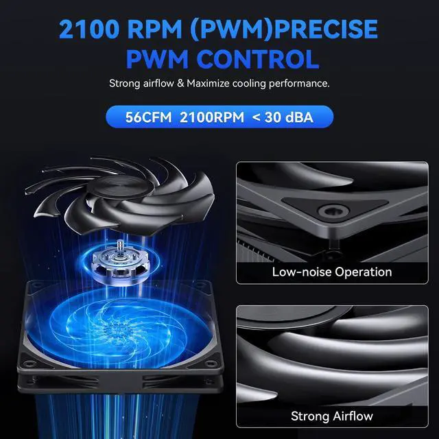 Alt view image 3 of 6 - Low Profile CPU Cooler:75mm Height CPU Air Cooler 8 Heatpipes 120x120x15mm Slim Fan,CPU Fan for LGA1700/115X/1200;AM4/AM5
