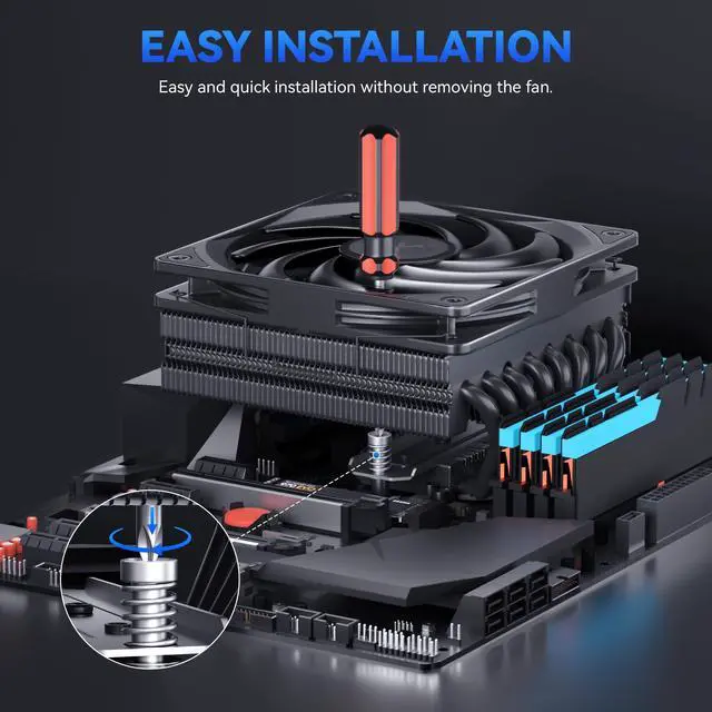 Alt view image 5 of 6 - Low Profile CPU Cooler:75mm Height CPU Air Cooler 8 Heatpipes 120x120x15mm Slim Fan,CPU Fan for LGA1700/115X/1200;AM4/AM5