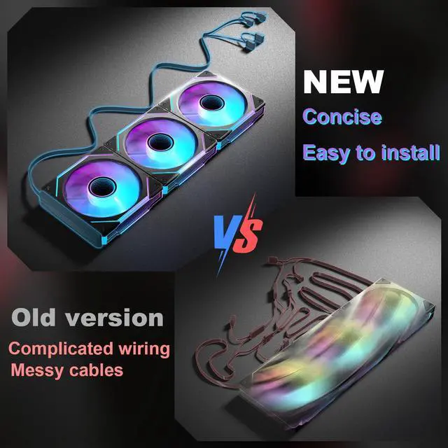Alt view image 2 of 7 - Daisy Chain120mm Case Fan, Reverse Fan with 5V 3-PIN Connector, Daisy Chain PWM PC RGB Fans for Cases CPU Liquid Coolers, 3Pack