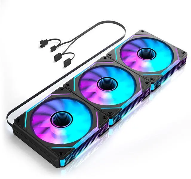 Alt view image 7 of 7 - Daisy Chain120mm Case Fan, Reverse Fan with 5V 3-PIN Connector, Daisy Chain PWM PC RGB Fans for Cases CPU Liquid Coolers, 3Pack