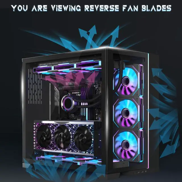 Alt view image 6 of 7 - Daisy Chain120mm Case Fan, Reverse Fan with 5V 3-PIN Connector, Daisy Chain PWM PC RGB Fans for Cases CPU Liquid Coolers, 3Pack