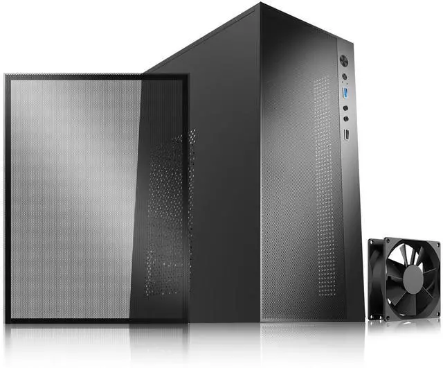 Main image of Micro ATX case, Mini itx case with USB3.0, USB2.0 I/O Port,&Standard ATX PSUs, matx case Side Panel Ventilated Airflow DesignWith Dust Mesh FilterBlack
