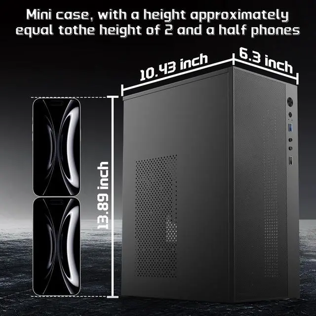 Alt view image 7 of 7 - Micro ATX case, Mini itx case with USB3.0, USB2.0 I/O Port,&Standard ATX PSUs, matx case Side Panel Ventilated Airflow DesignWith Dust Mesh FilterBlack