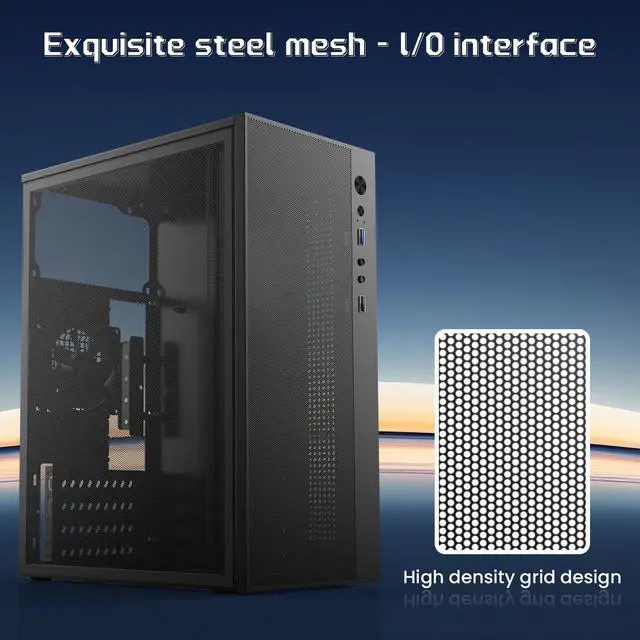 Alt view image 6 of 7 - Micro ATX case, Mini itx case with USB3.0, USB2.0 I/O Port,&Standard ATX PSUs, matx case Side Panel Ventilated Airflow DesignWith Dust Mesh FilterBlack