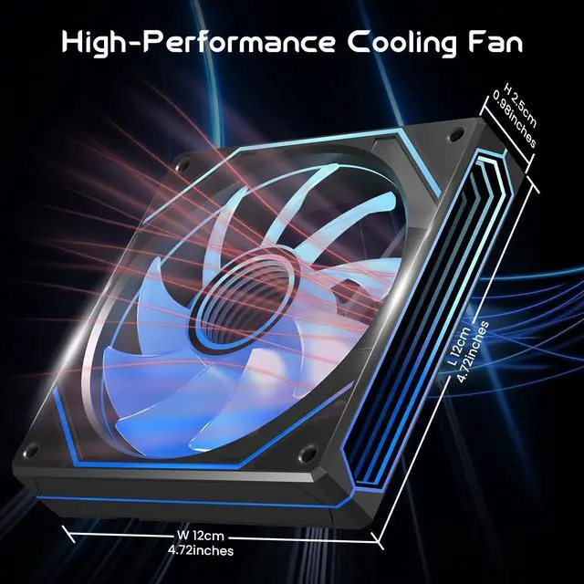 Alt view image 2 of 7 - 120MM AIO CPU Cooler with Digital Display, 120mm Liquid Cooling, ARGB PWM Fans,LGA 1700/1200/115X/1366/775, AM5/AM4, Black