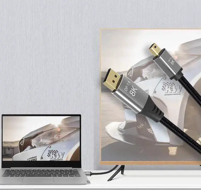 Alt view image 6 of 7 - Mini Displayport Cable 3.3ft, 8K DP [Display Port] Cable 1.4 Supports to 8K 60Hz,4K 144Hz,1080p 240Hz,HBR3,32.4Gbps,HDR,HDCP 2.2,G-sync and Freesync on The Gaming Monitor,HDTV,Laptop,etc