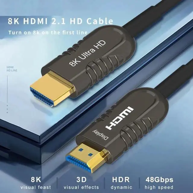 Alt view image 6 of 7 - Directional Ultra High Speed 8K Fiber Optic HDMI 2.1 Cable, Certified Premium 48 Gbps Fiber Optic HDMI Cable, Supports 8K@60Hz 7680x4320, 4K@120Hz) eARC HDR10 HDCP 2.2 & 2.3 3D, 65ft