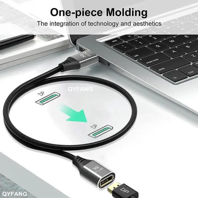 Alt view image 6 of 7 - [VESA Certified] 3.3 ft DisplayPort Extension Cable 1.4, Support 8K 60Hz, 4K 144Hz (DisplayPort 1.4 Cable) with FreeSync, G-SYNC and HDR for Gaming Monitor, PC, RTX 3080/3090, RX 6800/6900