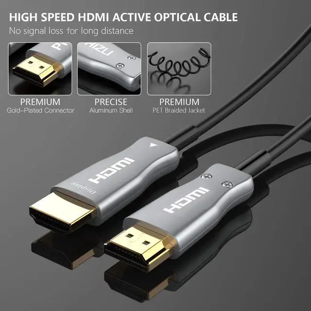 Alt view image 4 of 7 - 1M/2M/3M/5M/10/20/30/50M Long Fiber Optic HDMI Cable Support 4K UHD 60Hz at 18Gbps Ultra high Speed,Suitable for HDTV/TVBOX/Gaming Box/Projector/Nintendo Switch (1M/3.3ft)