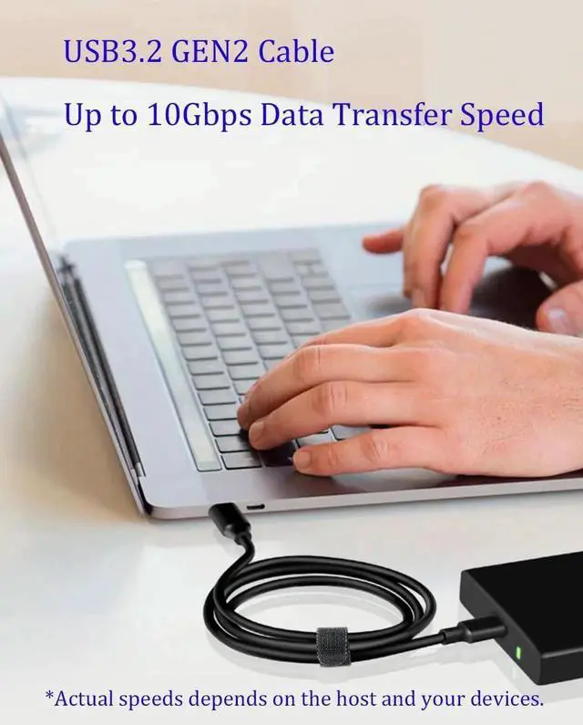 Alt view image 4 of 7 - 10Gbps USB 3.2 Gen 2 Cable 10 ft+10 ft, 10Gbps High-Speed, Support 60W 3A Fast Charging for Laptop, MacBooks, iPad Pro, Dell, Phones, Docking, SSD,Hard Drives etc