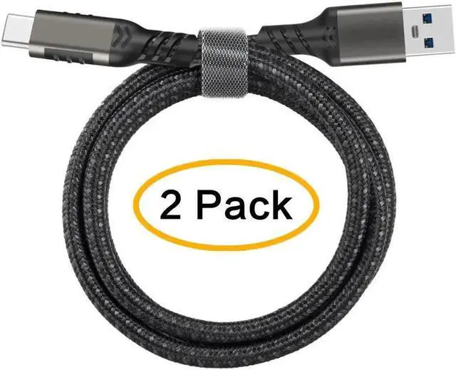 Main image of USB A to USB C Braided Cable 2Pack(1.6ft+1.6ft), USB 3.1 Gen 2 10Gbps 3A 60W Fast Charge ,for PD Docking Station,T5 LaCie SSD,Hard Drives,MacBook Pro,iPad Pro 2018,Black