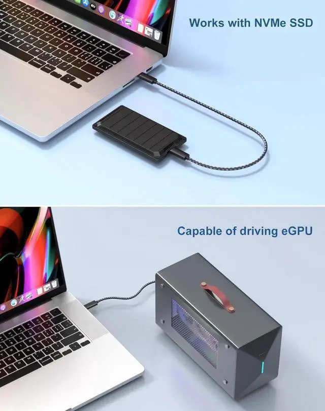 Alt view image 2 of 7 - 40Gbps USB C to USB C Cable 1.5ft, USB4 Cable 40Gbps Data Transfer USB C Cable 240W PD Fast Charging Cable for MacBook Pro, iPad Pro, Galaxy S22, Nylon Braided, Black.