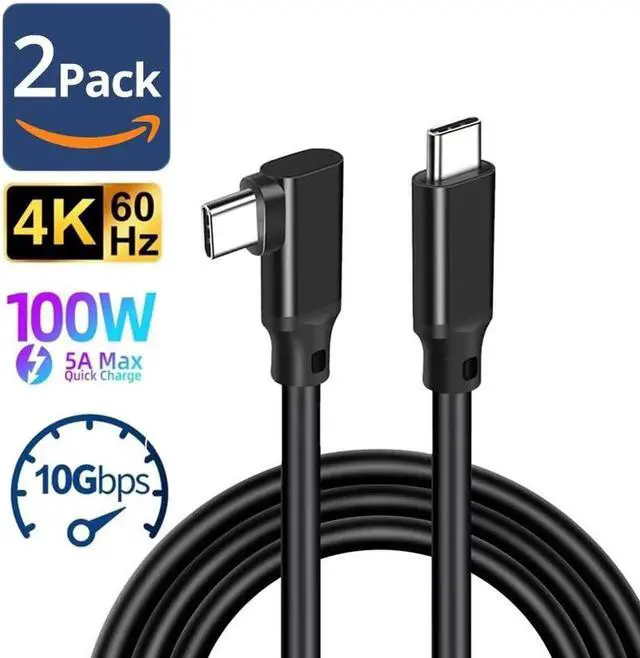 Main image of USB-C to USB-C 3.2 Gen 2x2 Adapter Charger Cable Right Angle,100w Fast Charger, 20Gbps High-Speed, USB-IF Certified,4K@60Hz Video Output for iPad, Samsung Galaxy, Tablets, Laptops, 1.6 Foot, 2Pack