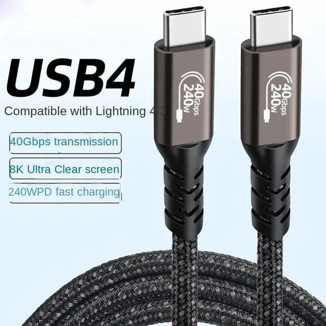 Main image of USB4 Cable, 40GBps Data Transmission, 240W (48V5A) PD Super Fast Charge, 8K@60Hz Video Output for Thunderbolt 3/4, Mobile Phone, Notebook, MAC, SSD, PD3.1 and QC4.0 (1.5FT, 1Pack)